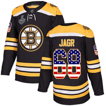 NHL Bruins #68 Jaromir Jagr Schwarz Heim USA Flag 2019 Stanley Cup